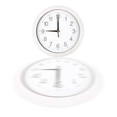 White clock face showing nine o'clock