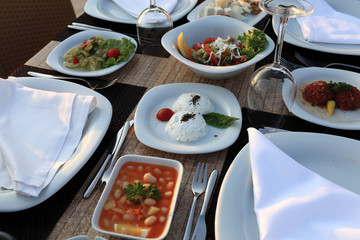 Dining table with assorted meze