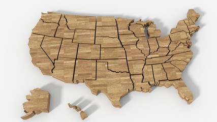 USA map texture legno
