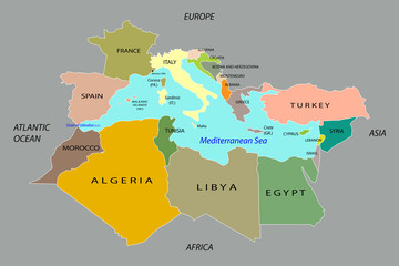Countries surrounding the Mediterranean Sea