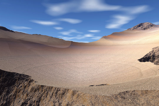 3d rendered fantasy alien planet. Slope of mountain