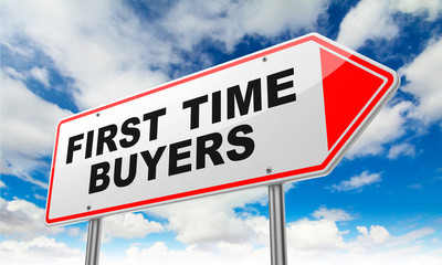 Obraz premium First Time Buyers on Red Road Sign.