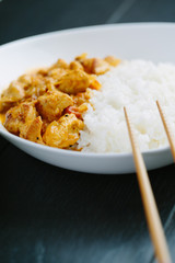 Spicy chicken curry with rice