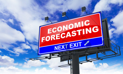 Economic Forecasting Inscription on Red Billboard.