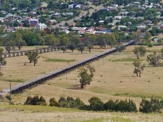 The wooden rail bridge and the Prince Alfred Bridge