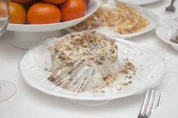 Liver salad - Banquet in the restaurant.