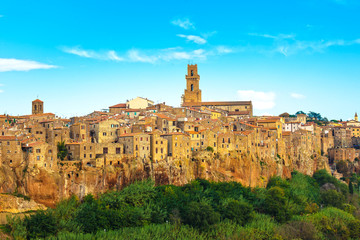 Obraz premium Tuscany, Pitigliano medieval village panorama landscape. Italy