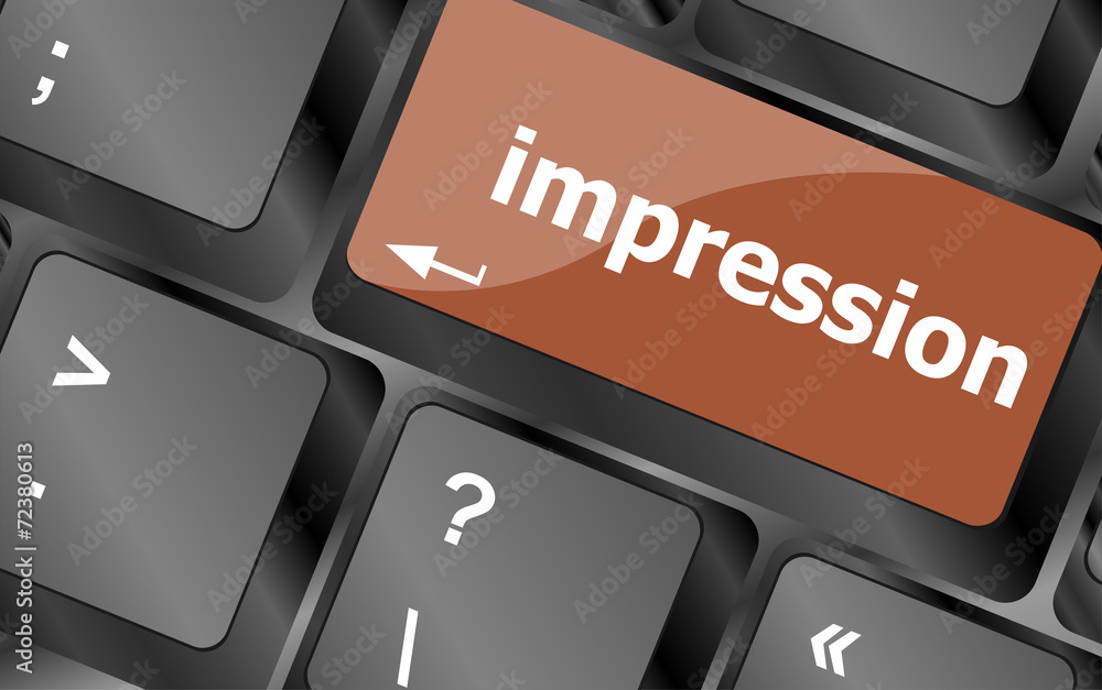 Aufkleber impression word on computer pc keyboard key