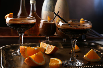 Espresso cocktail served on table