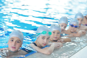 children group  at swimming pool