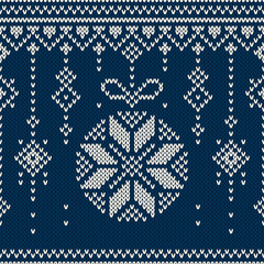 Winter Holiday Seamless Knitting Pattern with Christmas Balls