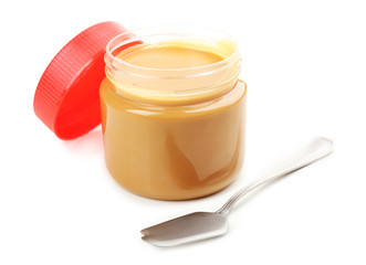 Creamy peanut butter, isolated on white