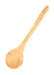 Empty wooden spoon isolated on white