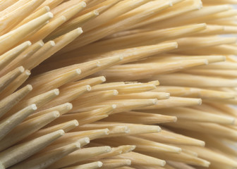 Close up wooden toothpicks with selective focus