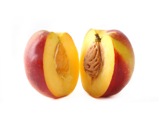 a peach on white background