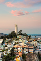 Coit Tower atop Telegraph Hill in San Francisco