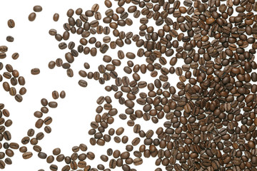 Caffe edition, coffee beans on white background
