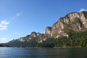 Lake with Perfect Sky at Khaosok National Park, suratthani, Thai