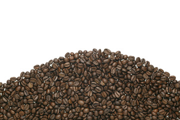Caffe edition, coffee beans on white background