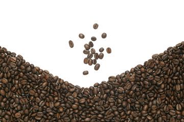 Caffe edition, coffee beans on white background