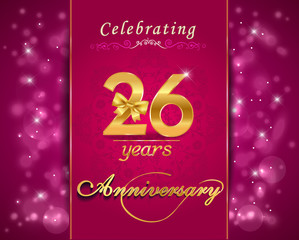 26 year anniversary celebration sparkling card, 26th anniversary