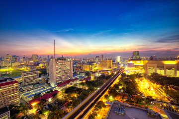 Fototapeta na wymiar Aerial view of twilight night at Bangkok