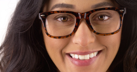 Pretty Mexican woman wearing glasses