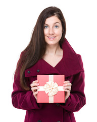 Woman hold with red gift box