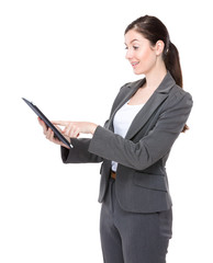 Businesswoman touch on tablet