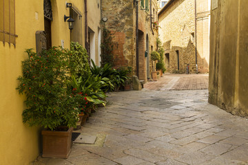 Fototapeta na wymiar Old vintage street in an Italian village in Tuscany
