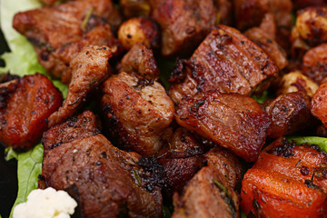 grilled meat skewers, barbecue