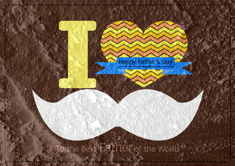Father's Day card with mustache  on Cement wall texture backgrou