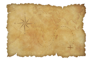 Fototapeta premium Mapa skarbów pergaminu piratów wyizolowanych ze ścieżką przycinającą