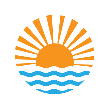sun and the sea. Vector icon illustration