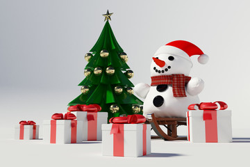 Snowman and Christmas Tree