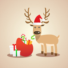 Vector Illustration of Christmas cute reindeer.