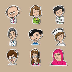 People in business icons set cartoon