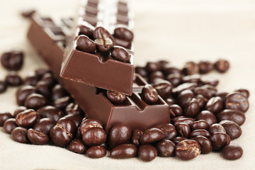 Coffee beans with chocolate glaze and dark chocolate