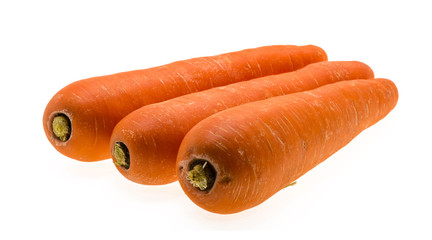 fresh carrots on white background