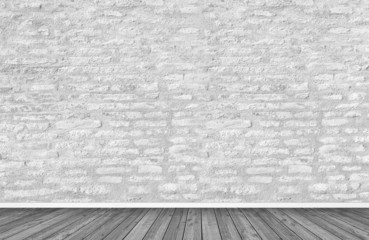 Empty Room / Wooden Floor / Bricks Wall