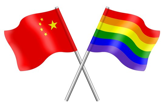 Flags: China and rainbow