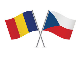 Czech and Romanian flags. Vector illustration.