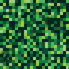A green pixel art style background with a grunge texture