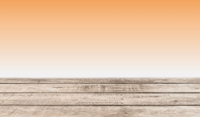 Naklejka na ściany i meble orange background with wooden planks