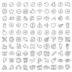 100 vector icons set for web design and user interface