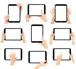 tablet computer isolated in a hand . collections