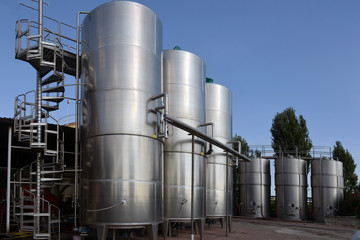 tanks with wine at the winery