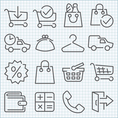 Vector thin line icons set