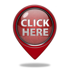 Click here pointer icon on white background