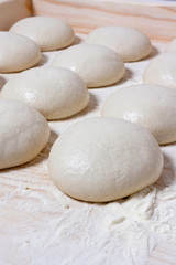 Fototapeta na wymiar Dough balls, italian pizza